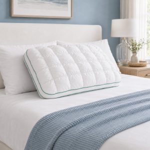 Mellow Puff Pillow for Sleeping, Cooling Marshmallow Cloud Pillow with Cool-Touch Quilted Grid Cover, Fluffy Support for Side, Back & Stomach Sleepers, Machine Washable, 19 x 29 Inch
