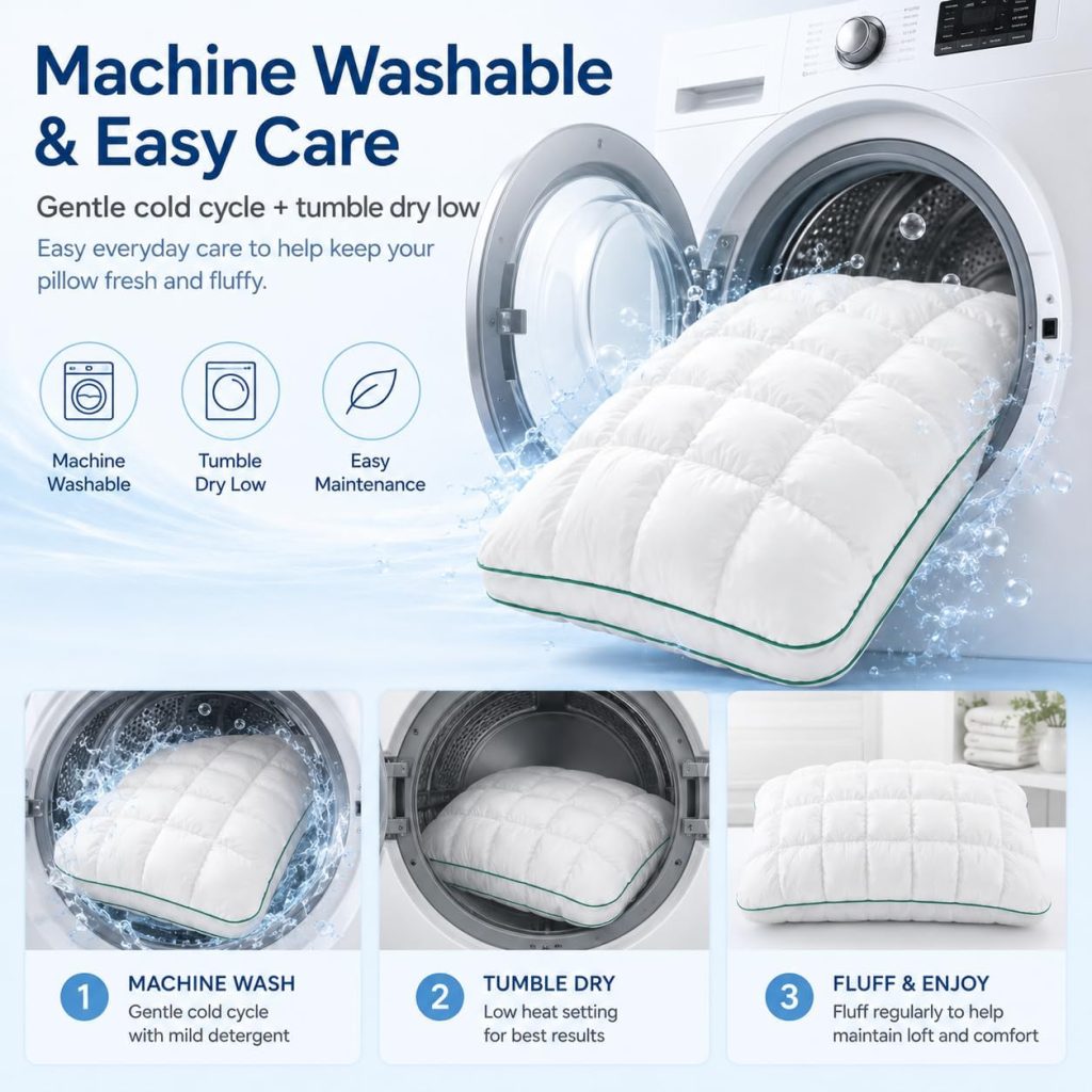 Mellow Puff Pillow for Sleeping, Cooling Marshmallow Cloud Pillow with Cool-Touch Quilted Grid Cover, Fluffy Support for Side, Back & Stomach Sleepers, Machine Washable, 19 x 29 Inch
