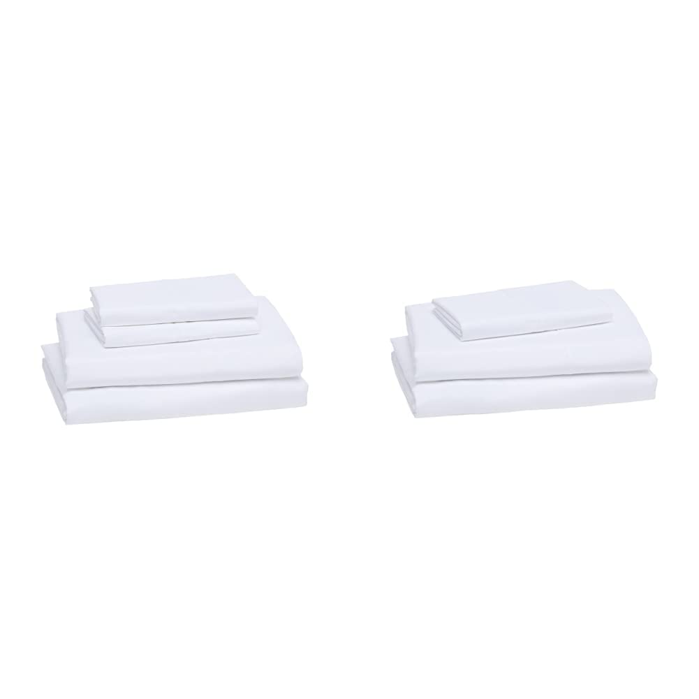 Amazon Basics Breathable, Wrinkle-Free Brushed Microfiber 4-Piece Bed Sheet Set with 14-Inch Deep Pockets, Queen, Gray Crosshatch, Printed