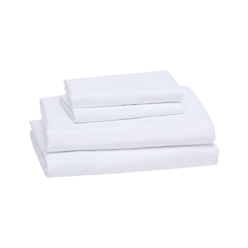 Amazon Basics Breathable, Wrinkle-Free Brushed Microfiber 4-Piece Bed Sheet Set with 14-Inch Deep Pockets, Queen, Gray Crosshatch, Printed