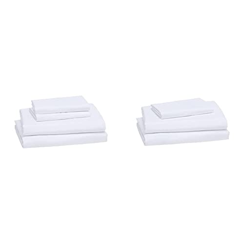 Amazon Basics Breathable, Wrinkle-Free Brushed Microfiber 4-Piece Bed Sheet Set with 14-Inch Deep Pockets, Queen, Gray Crosshatch, Printed