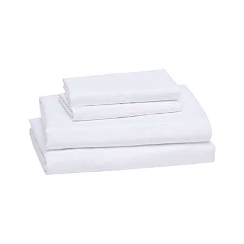 Amazon Basics Breathable, Wrinkle-Free Brushed Microfiber 4-Piece Bed Sheet Set with 14-Inch Deep Pockets, Queen, Gray Crosshatch, Printed