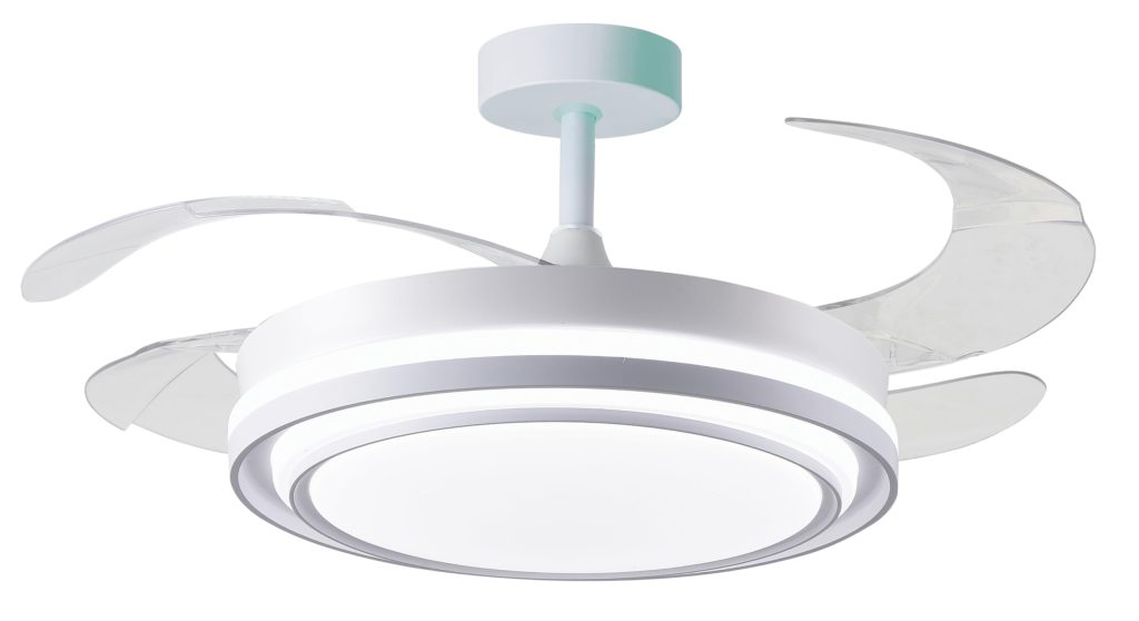 Ventilador de techo con luz con mando 3 aspas, Motor DC 30W+42W Luz LED | temporizador, 6 velocidades, aspas retráctiles, 3 temperaturas de luz, función verano-invierno Silencioso (Blanco puro, 50CM)