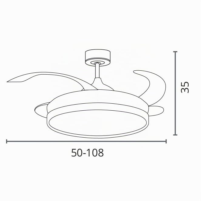 Ventilador de techo con luz con mando 3 aspas, Motor DC 30W+42W Luz LED | temporizador, 6 velocidades, aspas retráctiles, 3 temperaturas de luz, función verano-invierno Silencioso (Blanco puro, 50CM)
