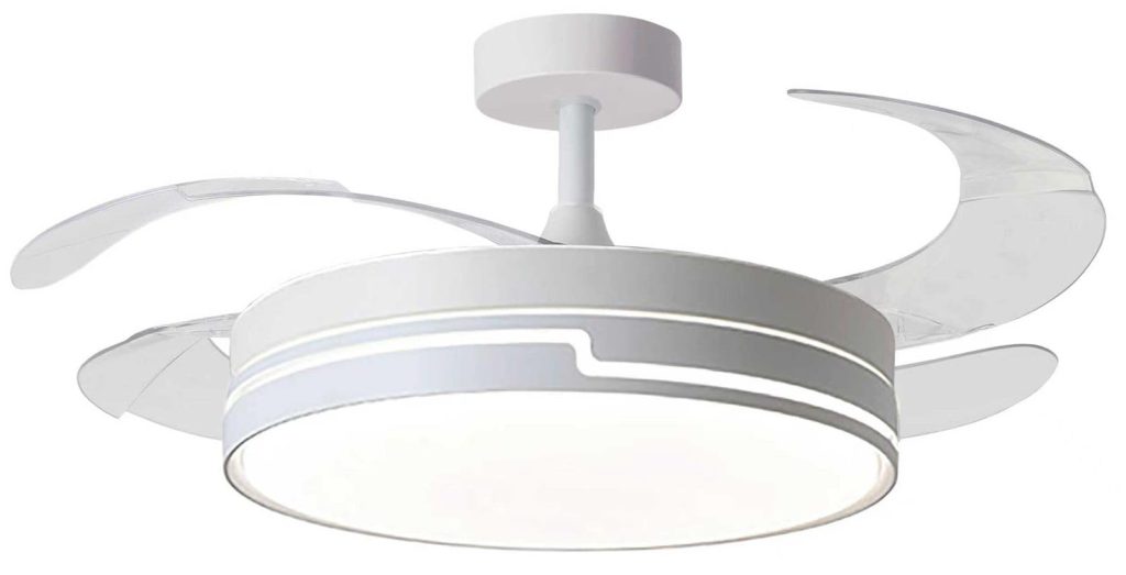 Ventilador de techo con luz con mando 3 aspas, Motor DC 30W+42W Luz LED | temporizador, 6 velocidades, aspas retráctiles, 3 temperaturas de luz, función verano-invierno Silencioso (Blanco puro, 50CM)