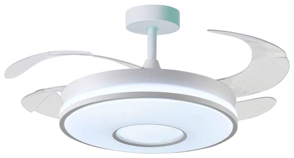 Ventilador de techo con luz con mando 3 aspas, Motor DC 30W+42W Luz LED | temporizador, 6 velocidades, aspas retráctiles, 3 temperaturas de luz, función verano-invierno Silencioso (Blanco puro, 50CM)