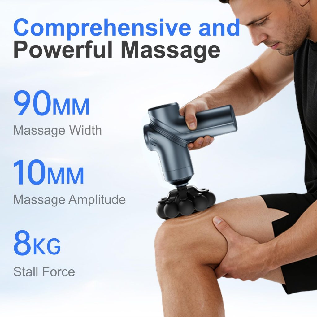 Massage Gun Deep Tissue Mini Muscle Back Massager for Pain Relief Silent Mini Muscle Massager with 9 Massages Heads Birthday Gifts for Men Women Dad Him (Blue)