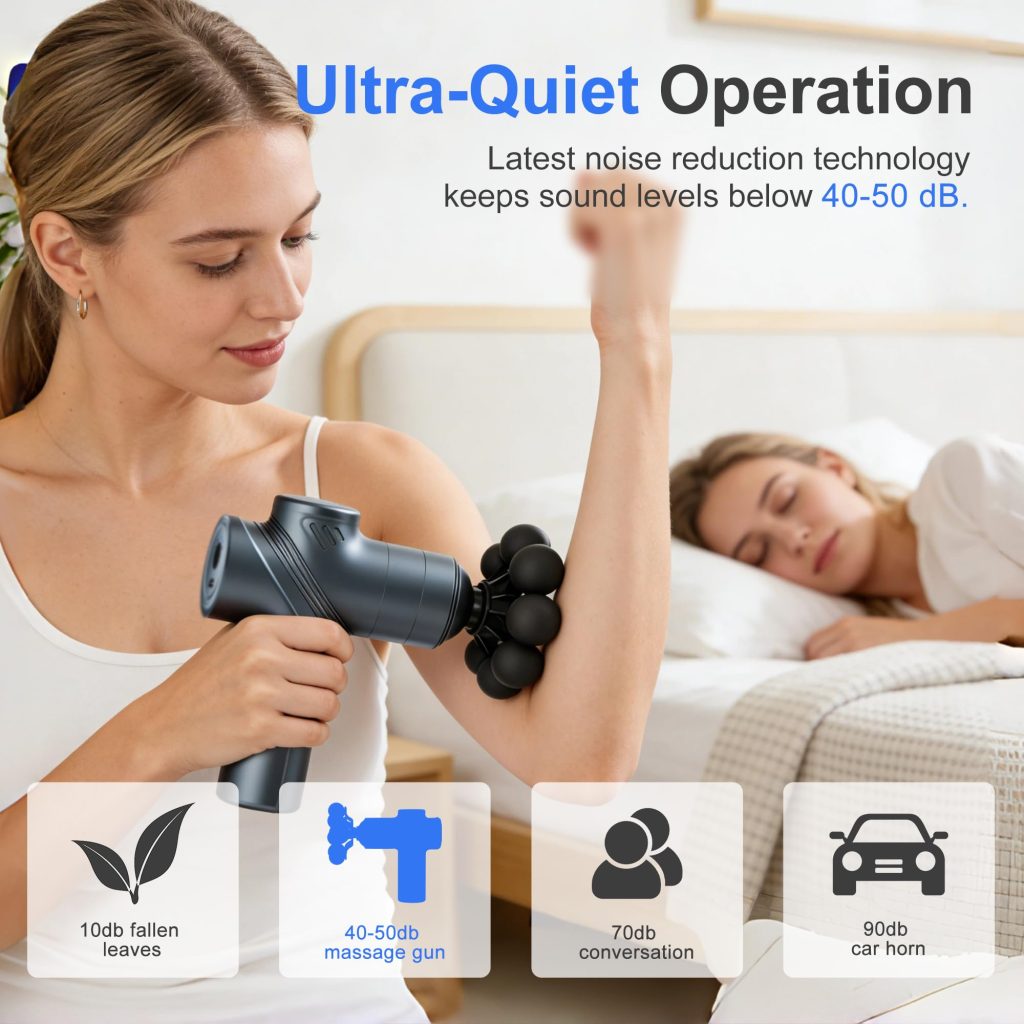 Massage Gun Deep Tissue Mini Muscle Back Massager for Pain Relief Silent Mini Muscle Massager with 9 Massages Heads Birthday Gifts for Men Women Dad Him (Blue)