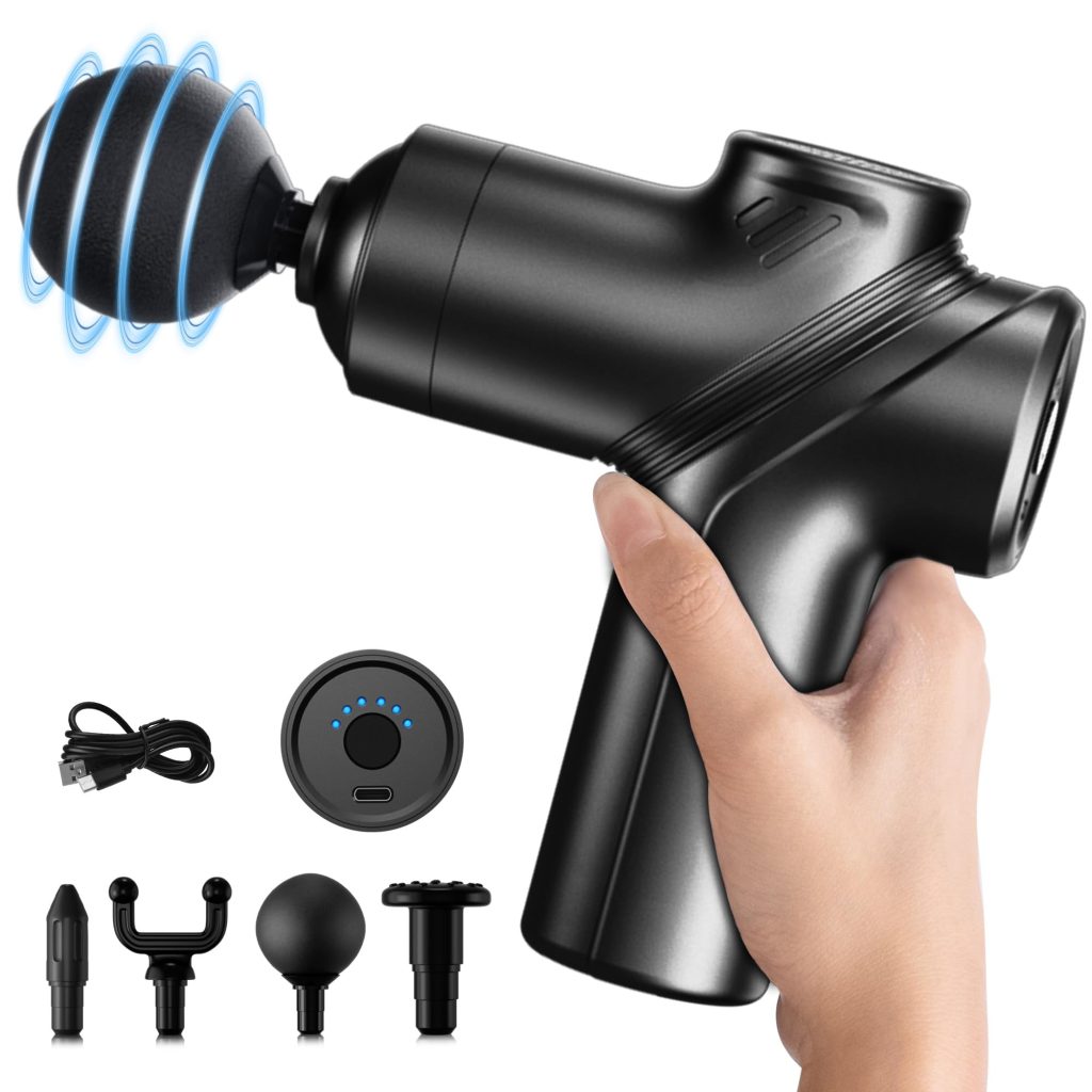 Massage Gun Deep Tissue Mini Muscle Back Massager for Pain Relief Silent Mini Muscle Massager with 9 Massages Heads Birthday Gifts for Men Women Dad Him (Blue)
