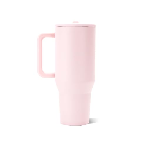 HydroJug Traveler 40oz, Insulated Tumbler with Handle & Straw, Pink Sand