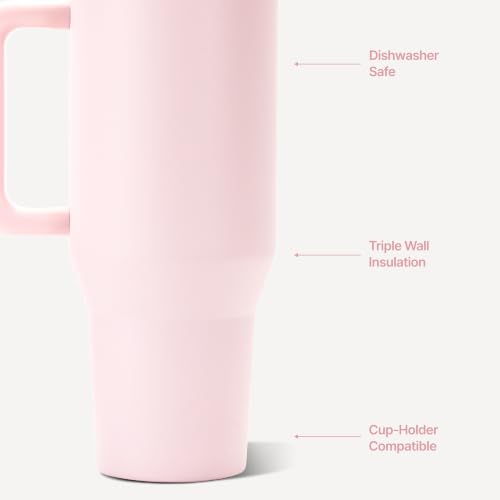 HydroJug Traveler 40oz, Insulated Tumbler with Handle & Straw, Pink Sand