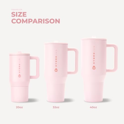 HydroJug Traveler 40oz, Insulated Tumbler with Handle & Straw, Pink Sand