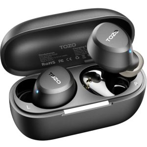 TOZO A1 Wireless Earbuds Bluetooth 5.3 Light Weight in Ear Headphones | IPX5 Waterproof,2 Mics for AI Calls,Immersive Premium Sound Bass Headset with Charging Case,32 EQ via App Black