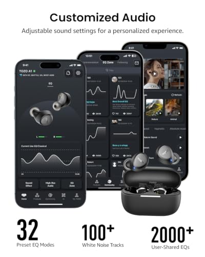 TOZO A1 Wireless Earbuds Bluetooth 5.3 Light Weight in Ear Headphones | IPX5 Waterproof,2 Mics for AI Calls,Immersive Premium Sound Bass Headset with Charging Case,32 EQ via App Black - photo 9