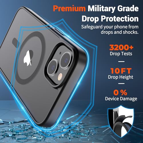 SUPFINE Magnetic for iPhone 13 Case/iPhone 14 Case Black | With Screen Protector, Translucent Matte, Compatible with MagSafe, Military Grade Drop Proof, Rugged Shockproof Protective - photo 3