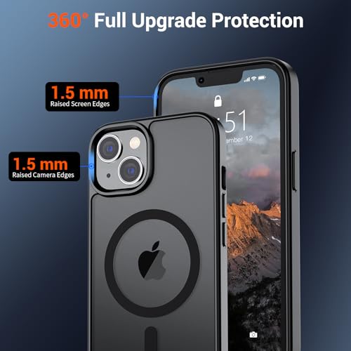 SUPFINE Magnetic for iPhone 15 Case Black | With Screen Protector, Translucent Matte, Compatible with MagSafe, Military Grade Drop Proof, Rugged Shockproof Protective - photo 4