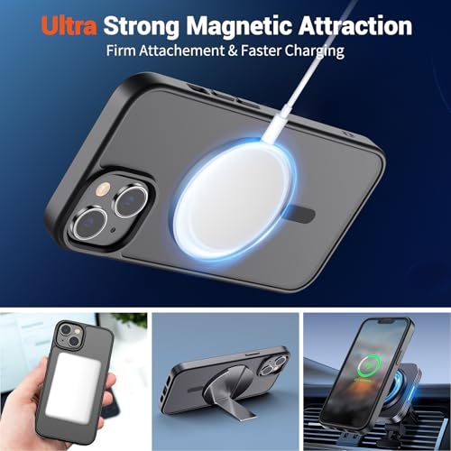 SUPFINE Magnetic for iPhone 15 Case Black | With Screen Protector, Translucent Matte, Compatible with MagSafe, Military Grade Drop Proof, Rugged Shockproof Protective - photo 5