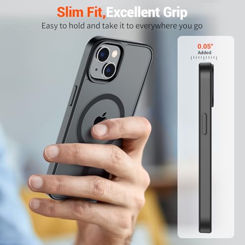SUPFINE Magnetic for iPhone 15 Case Black | With Screen Protector, Translucent Matte, Compatible with MagSafe, Military Grade Drop Proof, Rugged Shockproof Protective - photo 7