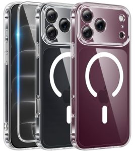 FNTCASE Magnetic for iPhone 18 Pro Case / 17 Pro Case, Clear | Fit for Magsafe, with Screen Protector, Military Grade Drop Protection Cover, Slim Phone Cases, Shockproof Bumper