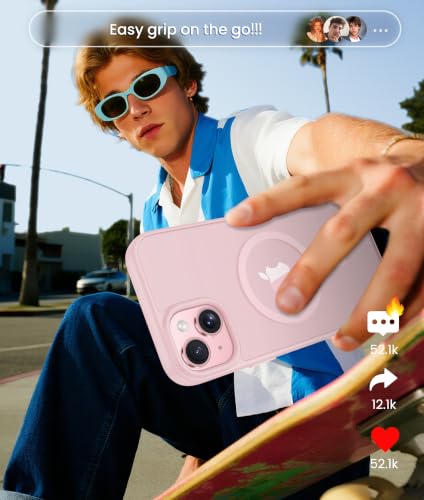 FNTCASE for iPhone 15/14/13 Case, Fit for Magsafe, Light Pink | Screen Protector, Translucent Matte, Military Grade Drop Proof, Shockproof Protection Bumper, Protective Magnetic Phone Cover - photo 8