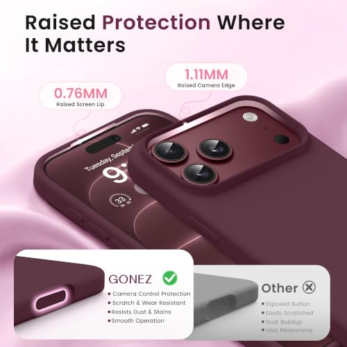 GONEZ for iPhone 18 Pro-Max Case/17 Pro-Max Case, Compatible with MagSafe | Burgundy, Screen Protector, Full Camera Protection, Premium Silicone Cover Shockproof Drop Protection Slim Phone Case - photo 3