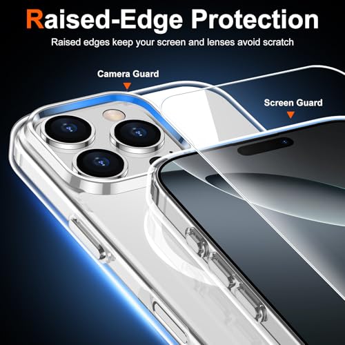 Temdan for iPhone 16 Pro Case with Screen Protector Clear | Compatible with Magsafe, Anti-Yellowing, Military-Grade Protection, Shockproof Slim Magnetic Phone Case,6.3" - photo 4