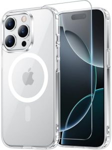 Temdan for iPhone 16 Pro Case with Screen Protector Clear | Compatible with Magsafe, Anti-Yellowing, Military-Grade Protection, Shockproof Slim Magnetic Phone Case,6.3"