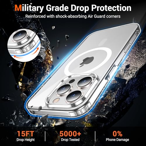 Temdan for iPhone 16 Pro Case with Screen Protector Clear | Compatible with Magsafe, Anti-Yellowing, Military-Grade Protection, Shockproof Slim Magnetic Phone Case,6.3" - photo 5