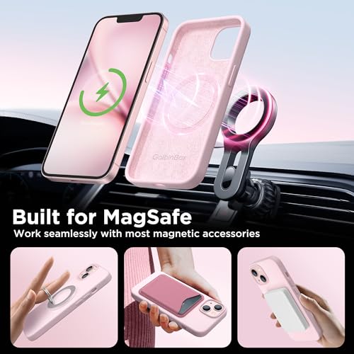 GolbinBox Magnetic for iPhone 13/14 Case, Silicone Cover, Chalk Pink | Compatible with MagSafe, Soft Touch Feel, Anti-Scratch Microfiber Lining, Slim Shockproof Protective Phone Case 6.1" - photo 4
