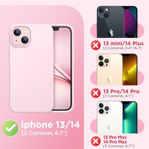 GolbinBox Magnetic for iPhone 13/14 Case, Silicone Cover, Chalk Pink | Compatible with MagSafe, Soft Touch Feel, Anti-Scratch Microfiber Lining, Slim Shockproof Protective Phone Case 6.1" - photo 2
