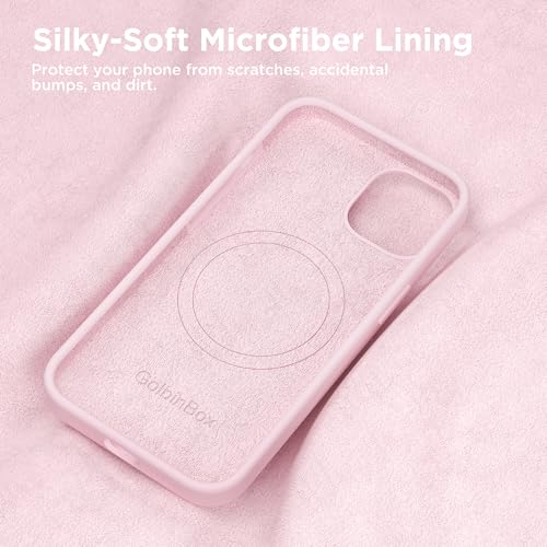 GolbinBox Magnetic for iPhone 13/14 Case, Silicone Cover, Chalk Pink | Compatible with MagSafe, Soft Touch Feel, Anti-Scratch Microfiber Lining, Slim Shockproof Protective Phone Case 6.1" - photo 6