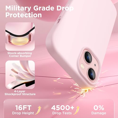 GolbinBox Magnetic for iPhone 13/14 Case, Silicone Cover, Chalk Pink | Compatible with MagSafe, Soft Touch Feel, Anti-Scratch Microfiber Lining, Slim Shockproof Protective Phone Case 6.1" - photo 5