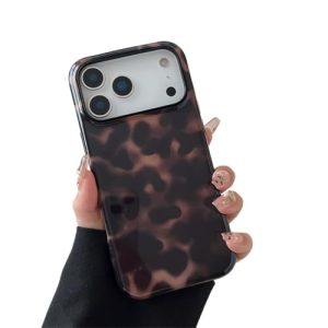 Longlayss Compatible with iPhone 17 Pro Max Case Tortoise Shell Phone Case | Tortoise Shell Phone Cover for Women Girl Shockproof TPU and Hard PC Protective Cover - Amber Brown Leopard