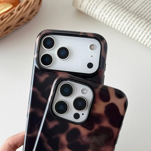 Longlayss Compatible with iPhone 17 Pro Max Case Tortoise Shell Phone Case | Tortoise Shell Phone Cover for Women Girl Shockproof TPU and Hard PC Protective Cover - Amber Brown Leopard - photo 4