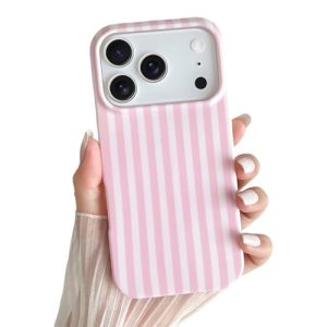 Yeddabox for iPhone 17 Pro Case Cute Striped Phone Case Soft TPU Slim Shockproof Phone Cover for Women Girls, Pink