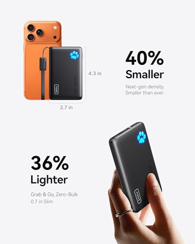 INIU 10000mAh 45W Fast Charging Portable Charger, Smaller Travel Power Bank | Flight-Safe, Detachable USB C Cable, Travel Essential, External Battery Phone Pack for iPhone 18 17 Samsung iPad etc - photo 2
