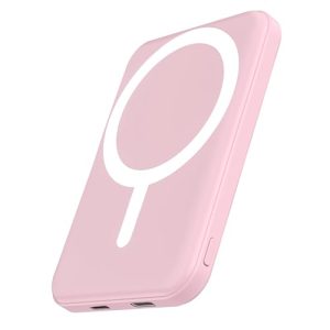 podoru for MagSafe Power Bank 5000mAh, Ultra-Slim Magnetic Portable Charger | 20W PD Fast Charging, Travel Essentials with USB-C Cable, Wireless Battery Pack for iPhone 18/17/16/15/14/13/12 Series-Pink