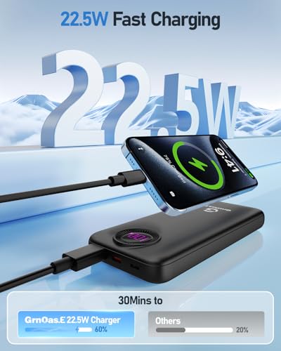 Portable Charger 10000mAh 22.5W Fast Power Bank with Built-in 2 Cables | 4 Outputs 2 Inputs, 5V/3A Fast Charging, Universal Travel Charging Powerbank for iPhone, Android, iPad. Pearl Black - photo 3