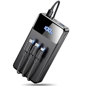 60000mAh Portable Charger, 22.5W Fast Charging with 3 in 1 Cable | Charges 5 Devices, LED Display, Fits Camping, Road Trips, Hiking, Emergencies, for iPhone 18-12 Series/Samsung/Android/iPad.