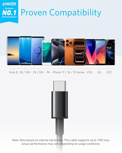 Anker USB A to USB C Cable, USB to USB C Cable (2-Pack, 6 ft, Black) | For iPhone 17 Series, Samsung Galaxy S10 / S10+, LG V30, Beats Fit Pro, and More - photo 2