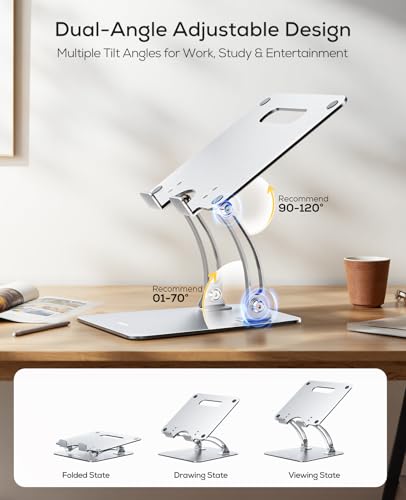 Nulaxy Ergonomic Adjustable Laptop Stand for Desk, Dual Foldable Computer Riser with Advanced Heat-Vent, Heavy-Duty Portable Notebook Holder for Posture Correction, Compatible with Mac 10-16" Laptops - photo 3