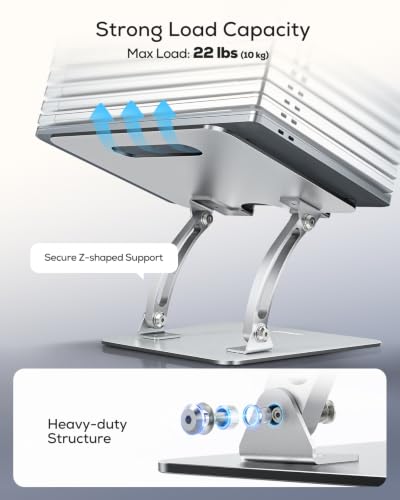 Nulaxy Ergonomic Adjustable Laptop Stand for Desk, Dual Foldable Computer Riser with Advanced Heat-Vent, Heavy-Duty Portable Notebook Holder for Posture Correction, Compatible with Mac 10-16" Laptops - photo 5