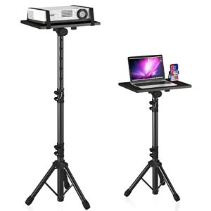 DECOSIS Projector Stand Tripod Laptop Stands Height Adjustable | from 23.5" to 46.5" with Gooseneck Phone Holder, Floor for Office, Home, Stage, Studio, Outdoor, DJ Racks Holder Mount