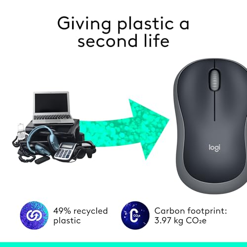 Logitech M185 Compact Ambidextrous 2.4 GHz Wireless Mouse - Swift Grey | Ambidextrous mouse with 2.4 GHz USB-A Nano Receiver, Optical Tracking, 12-Months Battery Life, PC, Mac, Laptop compatible - photo 4