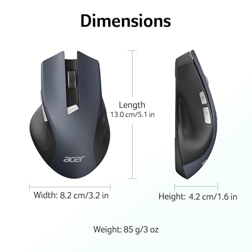 Acer Wireless Mouse for Laptop, 2.4GHz Computer Mouse 3 Adjustable 1600 DPI | Office Cordless USB Mice with USBA Receiver, 6 Buttons, Medium to Large Sized Hands Compatible with PC, Laptop, Desktop - photo 8