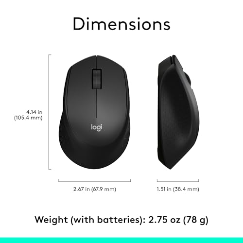 Logitech M330 Silent Plus Full Size 2.4 GHz Wireless Mouse - Black | Silent, lightweight, 2.4 GHz USB-A Nano Receiver, 1000 dpi optical tracking, 2-year battery life, PC, Mac, laptop compatible - photo 8