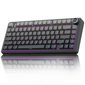 AULA F75 Pro Wireless Mechanical Keyboard,75% Hot Swappable Custom Keyboard with Knob,RGB Backlit,Pre-lubed Reaper Switches,Side Printed PBT Keycaps,2.4GHz/USB-C/BT5.0 Mechanical Gaming Keyboards