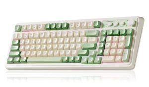 AULA S99 Gaming Keyboard, Wireless Green Creamy Computer Keyboards | Tri-Mode Bluetooth/2.4GHz/USB-C Membrane Keyboard with Number Pad,99Keys,RGB Backlit,Programmable,Creamy Silicone Structure