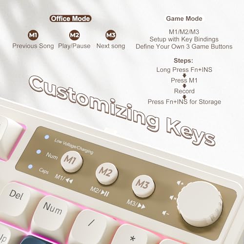 AULA S99 Gaming Keyboard, Wireless Green Creamy Computer Keyboards | Tri-Mode Bluetooth/2.4GHz/USB-C Membrane Keyboard with Number Pad,99Keys,RGB Backlit,Programmable,Creamy Silicone Structure - photo 6
