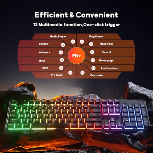 Redragon K521 Upgrade Rainbow LED Gaming Keyboard, 104 Keys Wired Mechanical Feeling Keyboard with Multimedia Keys, One-Touch Backlit, Anti-Ghosting, Compatible with PC, Mac, PS4/5, Xbox - photo 4